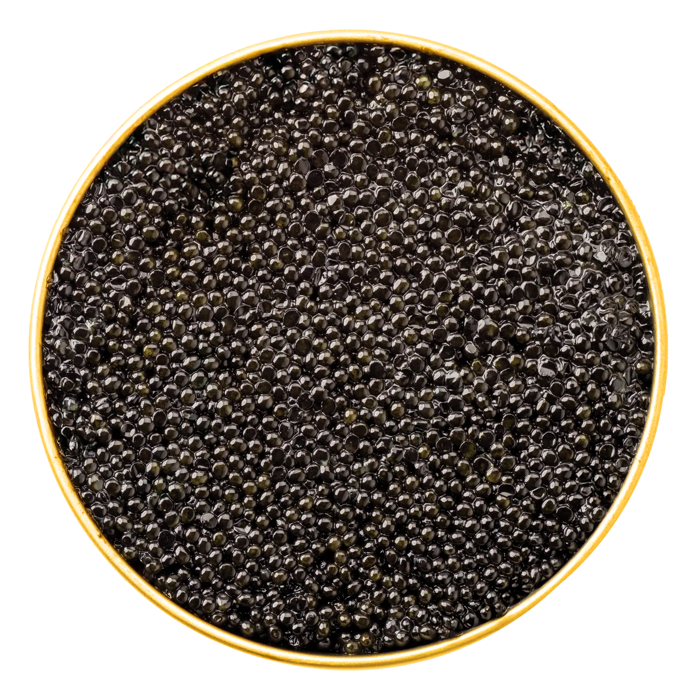An open tin of Hackleback caviar photographed from above.